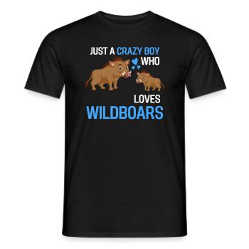 Only a crazy boy who loves wild boars - Men's T-Shirt - black - Front - AI Model Male 178 light (178cm)