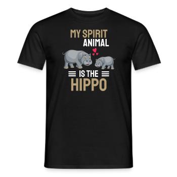 Hippopotame Mon animal spirituel est l’hippopotame - T-shirt homme - noir - Devant - AI Model Male 178 light (178cm)