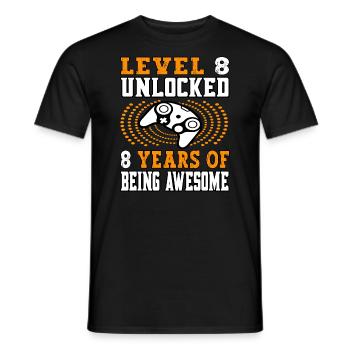 Level 8 unlocked 8 years old - 8 birthday orange - Men's T-Shirt - black - Front - AI Model Male 178 light (178cm)