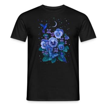 T Violet Fleur de Février - T-shirt homme - noir - Devant - AI Model Male 178 light (178cm)