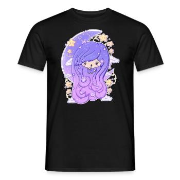 Moon and stars bubble head girl - Men's T-Shirt - black - Front - AI Model Male 178 light (178cm)