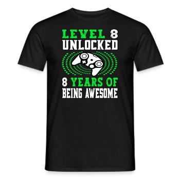 Level 8 unlocked 8 years old - 8 birthday green - Men's T-Shirt - black - Front - AI Model Male 178 light (178cm)