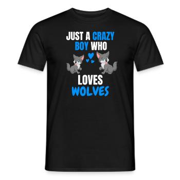 Crazy Young Forest Animal Funny Gift Wolf - Men's T-Shirt - black - Front - AI Model Male 178 light (178cm)