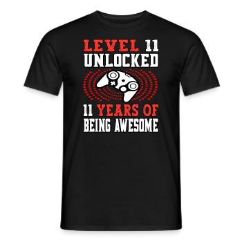 Niveau 11 débloqué - 11 anniversaire Rouge joueur - T-shirt homme - noir - Devant - AI Model Male 178 light (178cm)