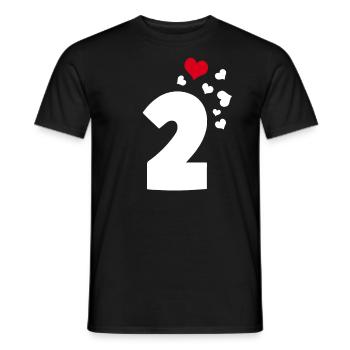2 Herzen 2. Geburtstag - Männer T-Shirt - Schwarz - Vorne - AI Model Male 178 light (178cm)