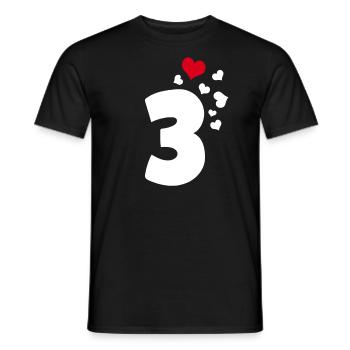 3 Herzen 3. Geburtstag - Männer T-Shirt - Schwarz - Vorne - AI Model Male 178 light (178cm)