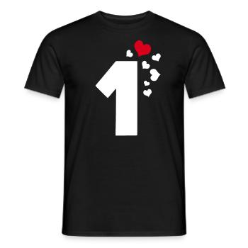 1 Heart Number One 1st Anniversary - Men's T-Shirt - black - Front - AI Model Male 178 light (178cm)