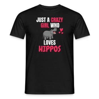 Crazy Girl Animal Hippo Gift Hippo Hippo - Men's T-Shirt - black - Front - AI Model Male 178 light (178cm)