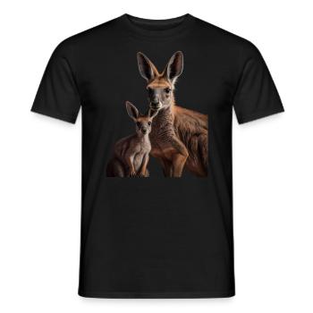 Maman kangourou mignonne avec son bébé avec maman - T-shirt homme - noir - Devant - AI Model Male 178 light (178cm)