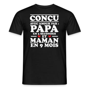 Conçu avec amour par papa et maman en 9 mois - T-shirt homme - noir - Devant - AI Model Male 178 light (178cm)
