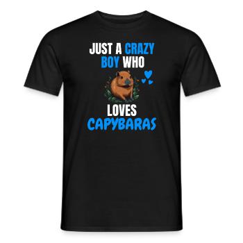 Verrückter Junge Wasserschwein Geschenk Capybara - Männer T-Shirt - Schwarz - Vorne - AI Model Male 178 light (178cm)