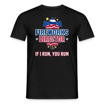 Directeur de feux d’artifice Si je cours, vous courez - 4 juillet - T-shirt homme - noir - Devant - AI Model Male 178 light (178cm)
