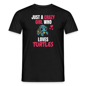 Crazy Girl Zoo Animal Gift Turtle - Men's T-Shirt - black - Front - AI Model Male 178 light (178cm)