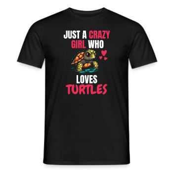 Crazy Girl Ocean Animal Gift Turtle - Men's T-Shirt - black - Front - AI Model Male 178 light (178cm)