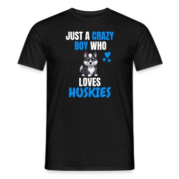 Chiens Pet Crazy Boy Cadeau Husky - T-shirt homme - noir - Devant - AI Model Male 178 light (178cm)