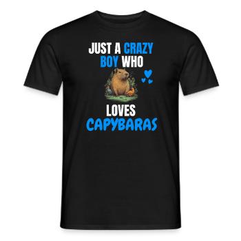 Verrückter Junge Wasserschwein Geschenk Capybara - Männer T-Shirt - Schwarz - Vorne - AI Model Male 178 light (178cm)