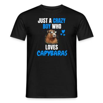 Wasserschwein Verrückter Junge Geschenk Capybara - Männer T-Shirt - Schwarz - Vorne - AI Model Male 178 light (178cm)