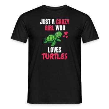 Crazy Girl Ocean Animal Gift Turtle - Men's T-Shirt - black - Front - AI Model Male 178 light (178cm)