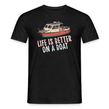 La vie est meilleure sur un bateau - bateau capitaine de bateau - T-shirt homme - noir - Devant - AI Model Male 178 light (178cm)