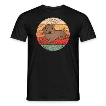 Dackel Dachshund Hundeliebhaber Retro Geschenk - Männer T-Shirt - Schwarz - Vorne - AI Model Male 178 light (178cm)