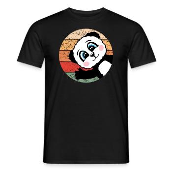 Panda Retro Panda Bear Gift Women Men Kids - Men's T-Shirt - black - Front - AI Model Male 178 light (178cm)