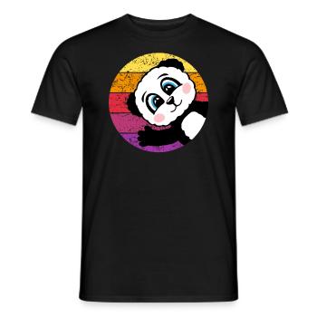 Panda Retro Panda Bear Gift Women Men Kids - Men's T-Shirt - black - Front - AI Model Male 178 light (178cm)