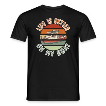 Old Retro Life is better on my boat Boots Kapitän - Männer T-Shirt - Schwarz - Vorne - AI Model Male 178 light (178cm)