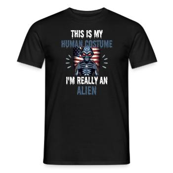 USA Flag Alien Gift America Alien - Men's T-Shirt - black - Front - AI Model Male 178 light (178cm)