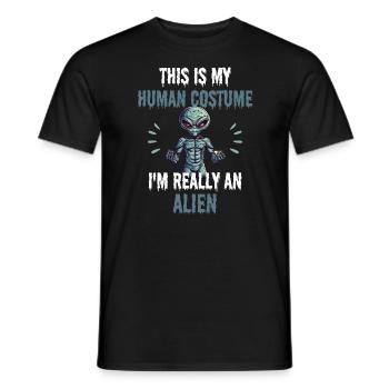 Funny gift for a costume party UFO Alien - Men's T-Shirt - black - Front - AI Model Male 178 light (178cm)