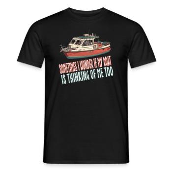 Parfois, je me demande si mon bateau - Boot Boots Kapitän - T-shirt homme - noir - Devant - AI Model Male 178 light (178cm)