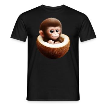 Affe in einer Kokosnuss - Männer T-Shirt - Schwarz - Vorne - AI Model Male 178 light (178cm)