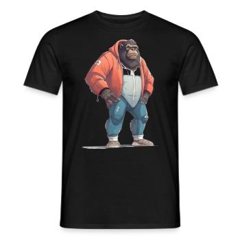 Streetart Gorilla Urban Rap Street Affe - Männer T-Shirt - Schwarz - Vorne - AI Model Male 178 light (178cm)