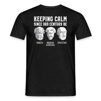 Keeping Calm Since 3rd Century BC - Stoicism - Men's T-Shirt - black - Front - AI Model Male 178 light (178cm)