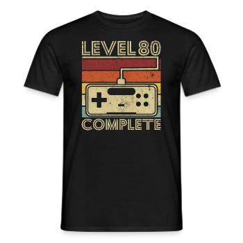 Level 80 complete Cadeau 80 ans D'anniversaire - T-shirt homme - noir - Devant - AI Model Male 178 light (178cm)