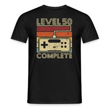Level 50 komplett Geschenk 50 Jahre Geburtstag - Männer T-Shirt - Schwarz - Vorne - AI Model Male 178 light (178cm)