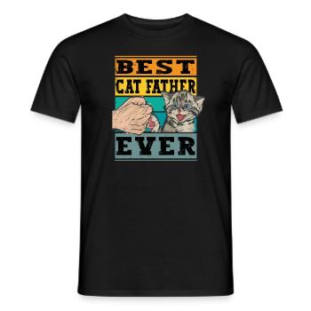 Retro Best Cat Father ever - Katze Katzenpapa - Men's T-Shirt - black - Front - AI Model Male 178 light (178cm)