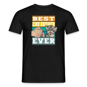 Retro Best Cat Father ever - Katzenpapa Katze - Men's T-Shirt - black - Front - AI Model Male 178 light (178cm)