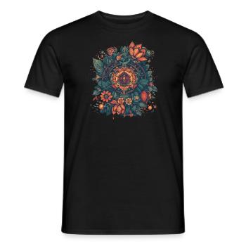 Mandala Blumig - Männer T-Shirt - Schwarz - Vorne - AI Model Male 178 light (178cm)