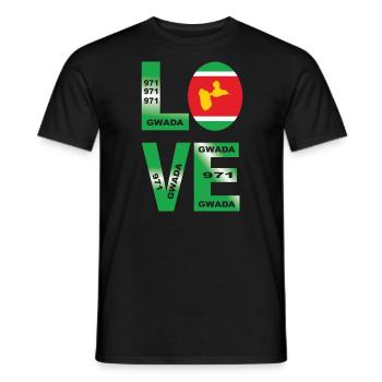 GWADA LOVE Flagge Guadeloupe 971 von Gwadloup - Männer T-Shirt - Schwarz - Vorne - AI Model Male 178 light (178cm)