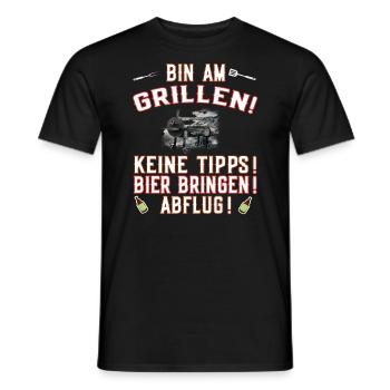 Bin am Grillen - Bier bringen - Smoker und Grill. - Männer T-Shirt - Schwarz - Vorne - AI Model Male 178 light (178cm)