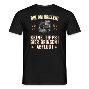 Bin am Grillen - Bier bringen - Griller Smoker BBQ - Männer T-Shirt - Schwarz - Vorne - AI Model Male 178 light (178cm)