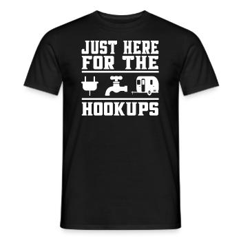 Just here for the hookups - Camping Glamping - Men's T-Shirt - black - Front - AI Model Male 178 light (178cm)