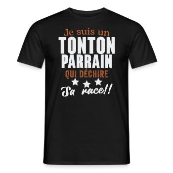 Ich bin ein Onkel Patenonkel, der ein Geschenk zerreißt - Männer T-Shirt - Schwarz - Vorne - AI Model Male 178 light (178cm)
