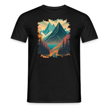Berglandschaft Berge Nadelbäume Landschaft Natur - Männer T-Shirt - Schwarz - Vorne - AI Model Male 178 light (178cm)