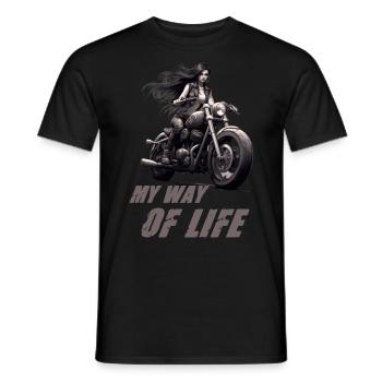 Motorradfahrerin My Way Of Life - Männer T-Shirt - Schwarz - Vorne - AI Model Male 178 light (178cm)