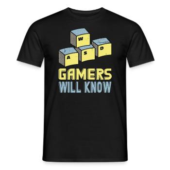 WASD Gamer will know - Gaming Gamer Geek - Männer T-Shirt - Schwarz - Vorne - AI Model Male 178 light (178cm)