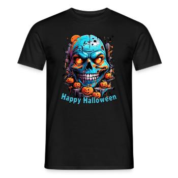Conception du crâne d’Halloween 1.1 - T-shirt homme - noir - Devant - AI Model Male 178 light (178cm)