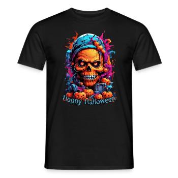 Conception du crâne d’Halloween 4.1 - T-shirt homme - noir - Devant - AI Model Male 178 light (178cm)