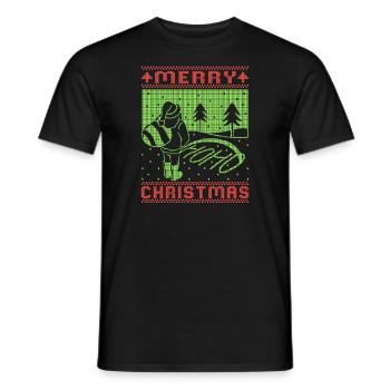Merry Christmas Crazy Santa Pissing Ho Ho Ho - Men's T-Shirt - black - Front - AI Model Male 178 light (178cm)