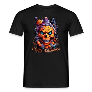 Conception du crâne d’Halloween 7.1 - T-shirt homme - noir - Devant - AI Model Male 178 light (178cm)